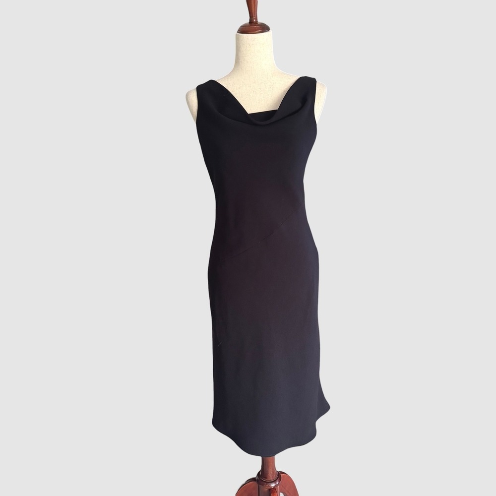 The Limited Black Cowl Neck Sleeveless Midi Dress sz 2 4 LBD Crepe Sophisticated
